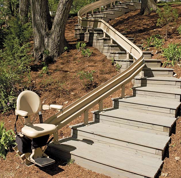 Peoria indoor outdoor curved straight rail stair lift chairs